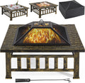 Yaheetech Fire Pit Outdoor Fire Pit Square Table - Versatile Backyard