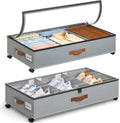 Under Bed Storage with Wheels 2 Pack - Rolling Storage Drawers