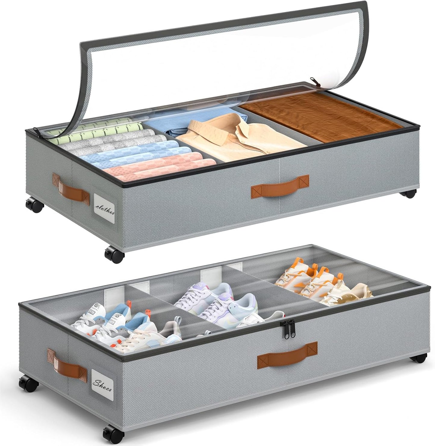 Yecaye Under Bed Storage with Wheels for Clothes and Toys