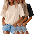 Huukeay 3 Pack Women's Half Sleeve T-Shirts - Soft Everyday Tunics