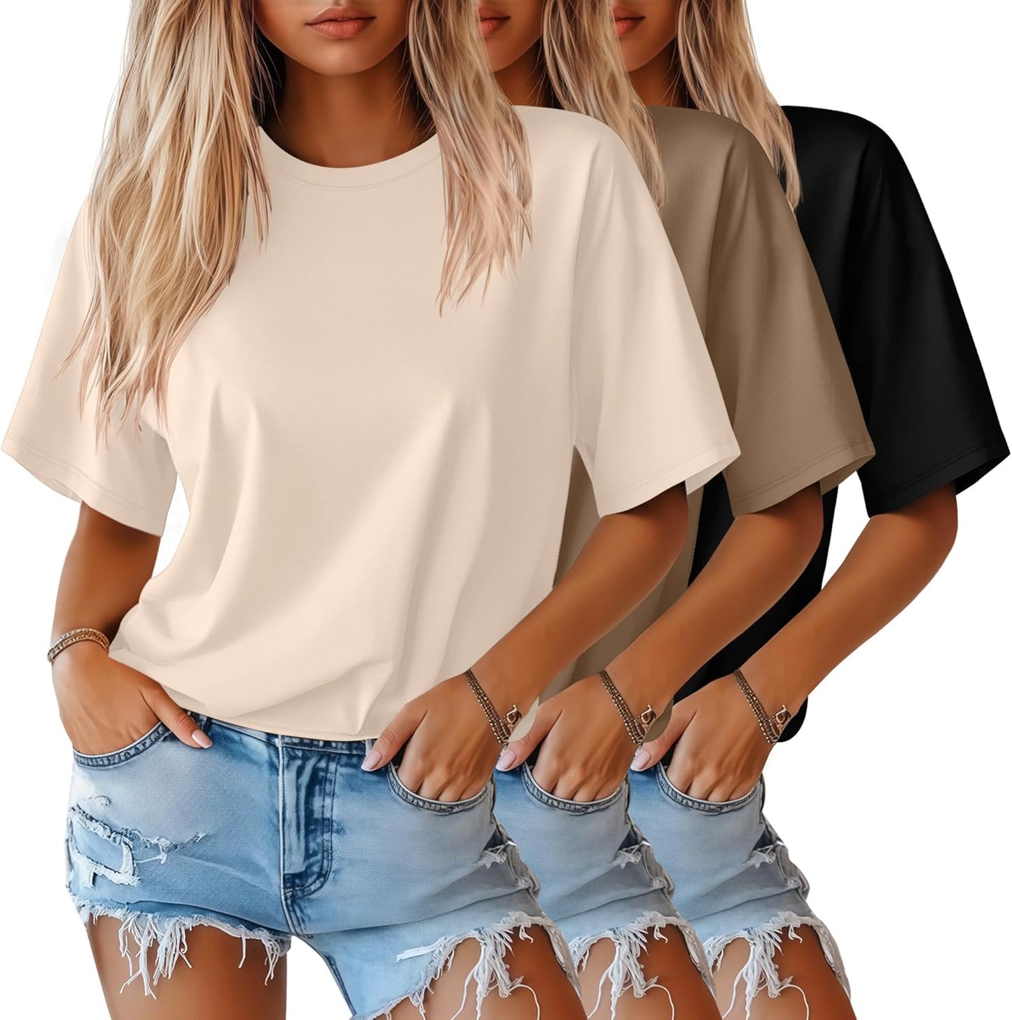 Huukeay Women's Half Sleeve T-Shirts for Casual Summer Wear