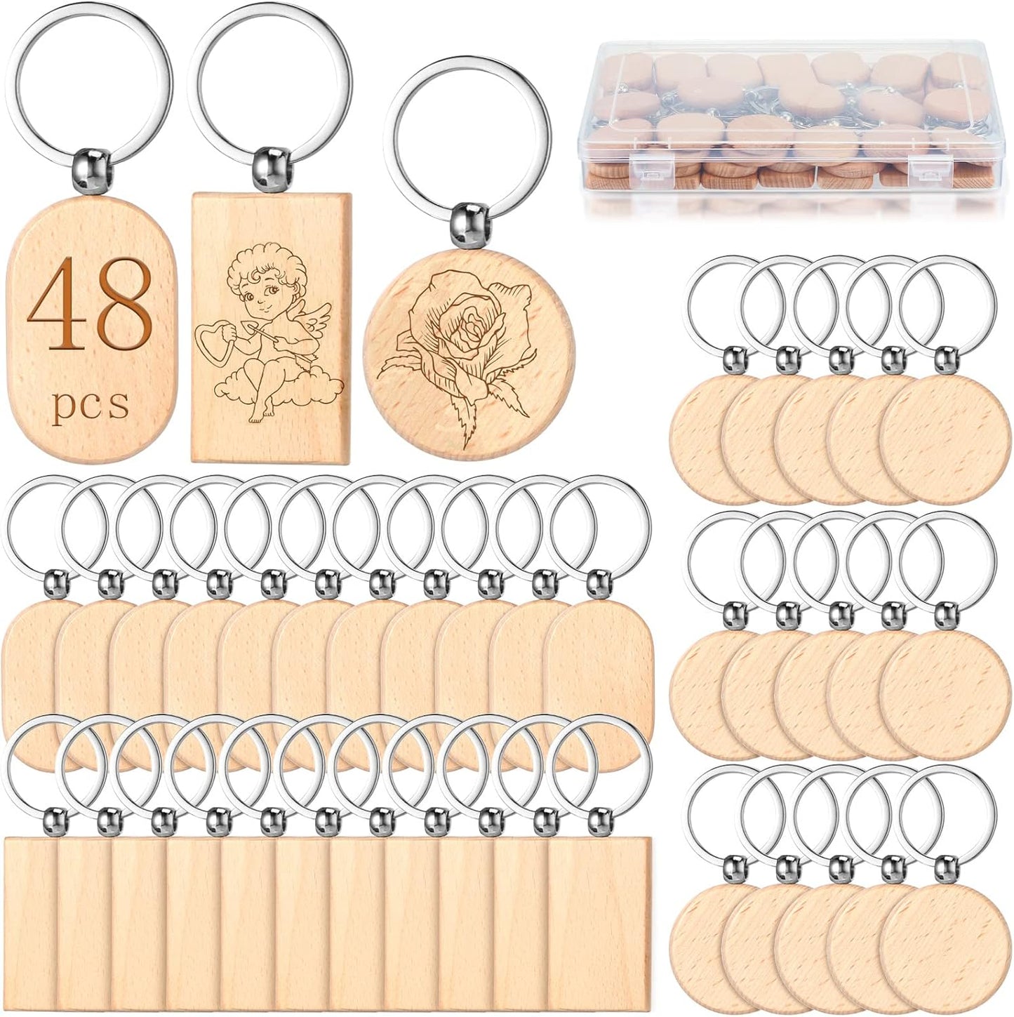 Fumete Wooden Keychain Blanks for Creative DIY Gift Crafts