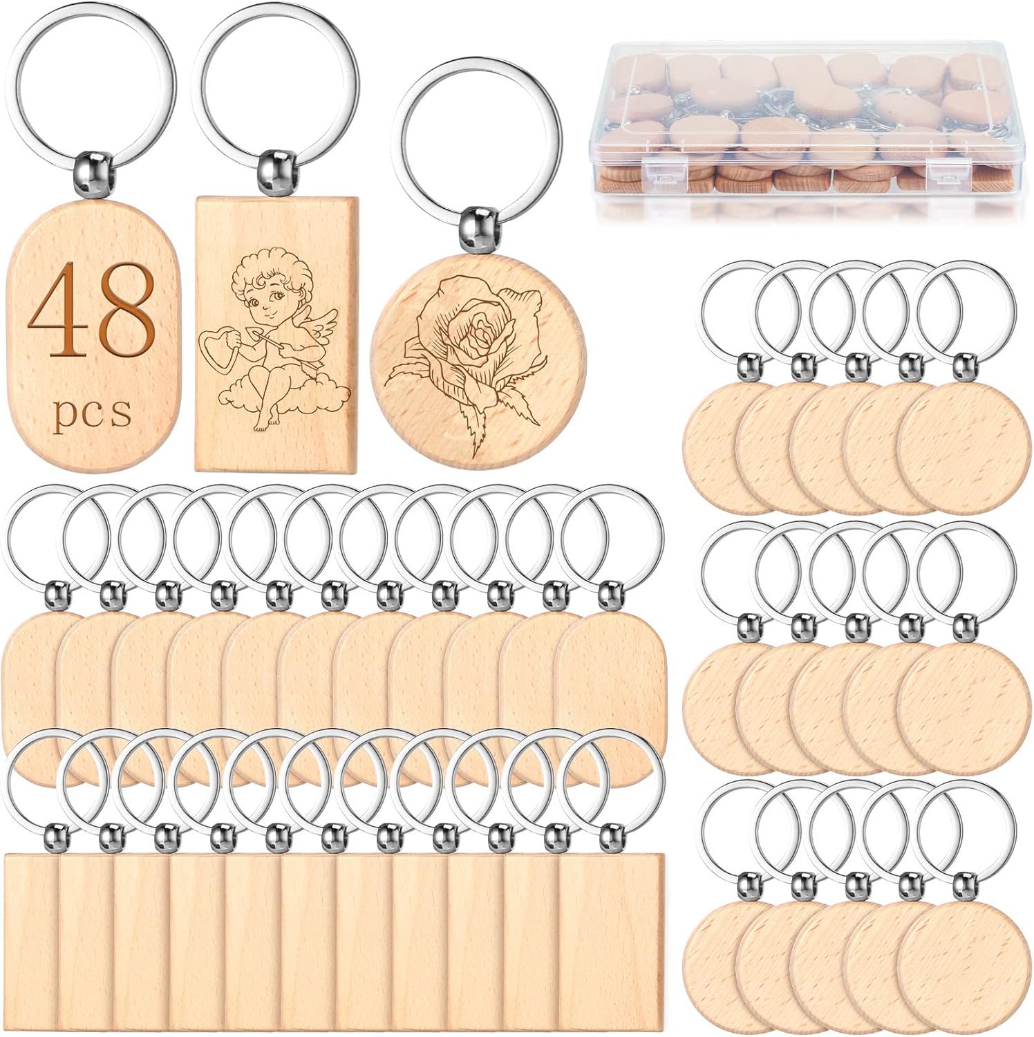 Fumete Wooden Keychain Blanks for Creative DIY Gift Crafts