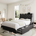 Twin Bed Frame with 4 Storage Drawers and Wingback Headboard - Space
