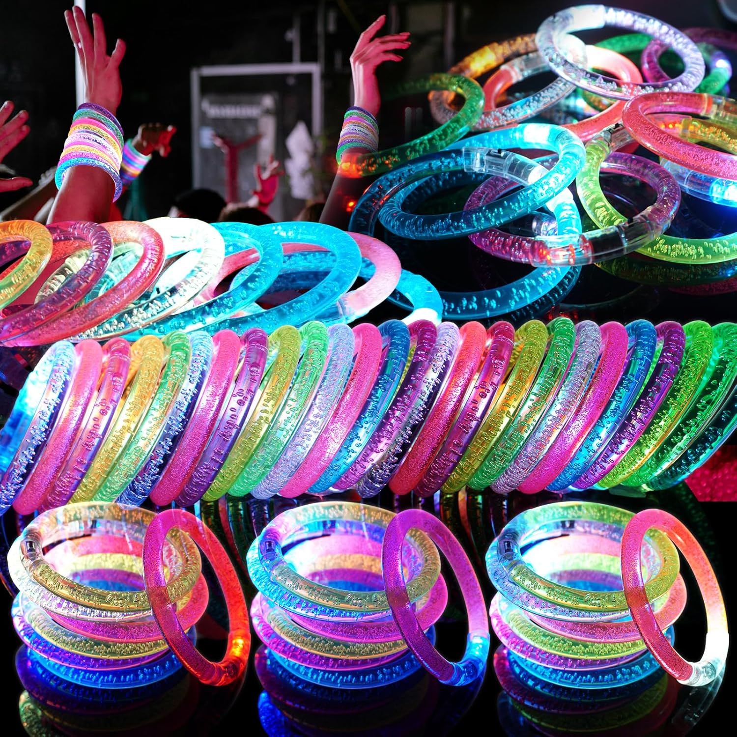 120 Pack LED Light Up Bracelets for Glow in the Dark Fun