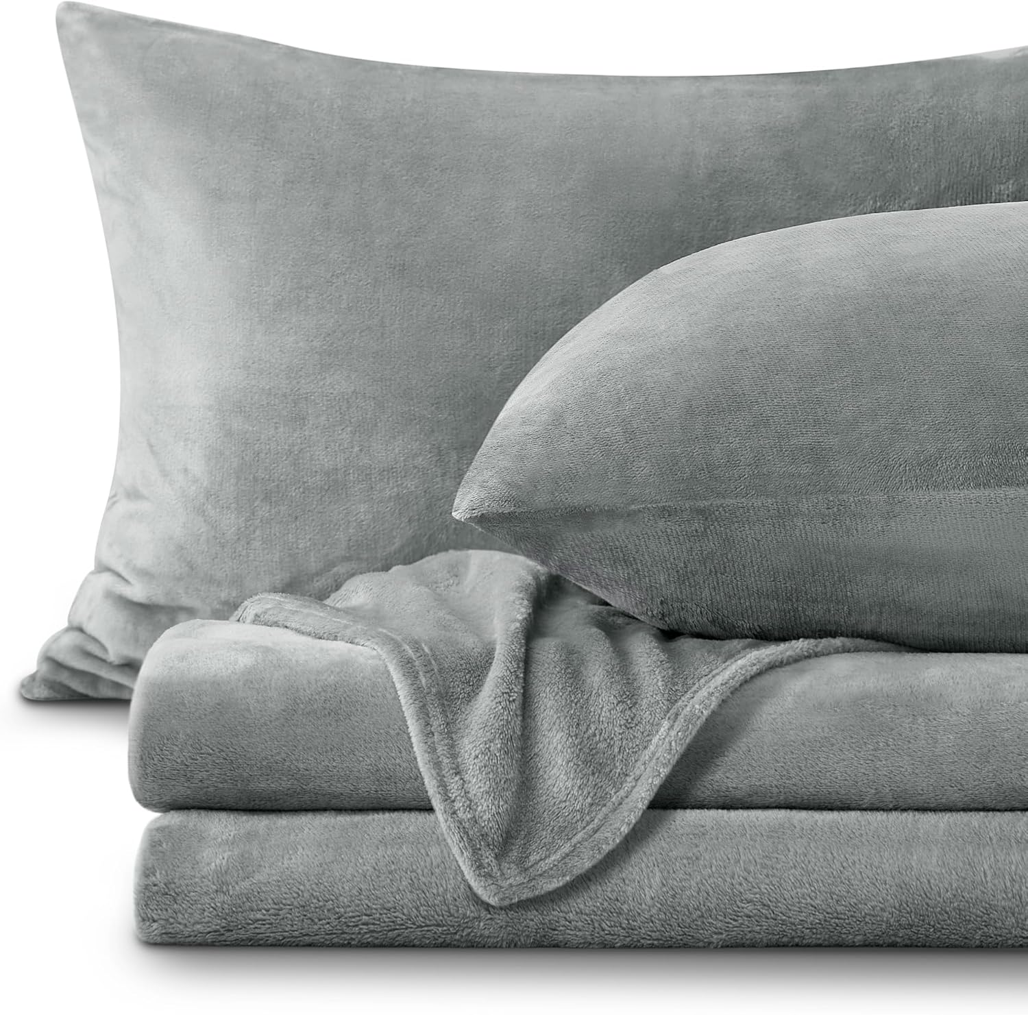 BEDELITE Flannel Sheets Queen Size Grey - Super Soft Fleece Set