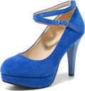 Women's Platform Closed Toe Strappy Cross Ankle Heels - Retro Comfort