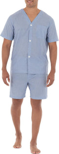 Mens Broadcloth Short Sleeve Pajama Set - Relaxed Two-Piece Sleepwear