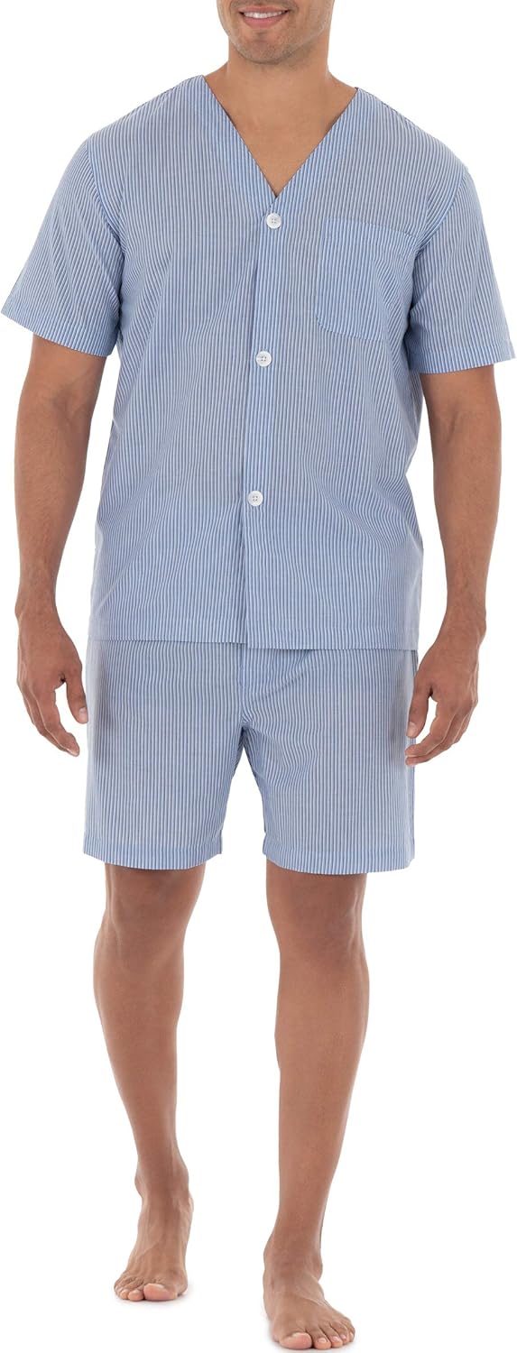 Fruit of the Loom Broadcloth Short Sleeve Pajama Set for Comfort