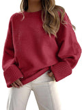 ANRABESS Women's Oversized Fuzzy Knit Pullover Sweater - Cozy Fit down