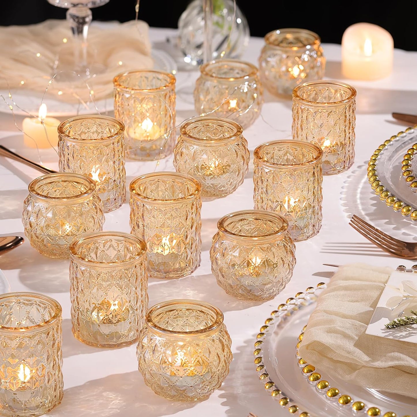 36pcs Assorted Gold Votive Candle Holders for Elegant Decor