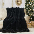 Lotus Karen Faux Fur Blanket Black - Big Bubble Rabbit Fluff King