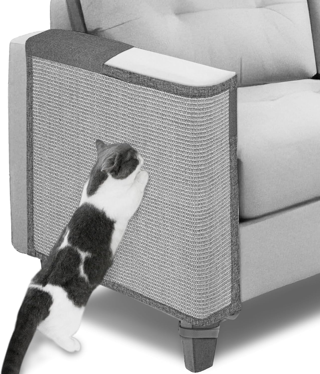 Cat Scratch Couch Protector with Grey Natural Sisal for Furniture