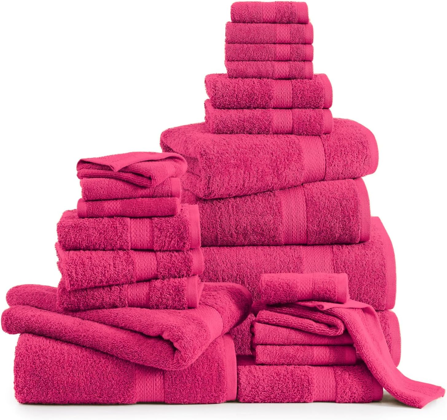 100% Cotton Bathroom Towel Set - 24 Pcs - Super Soft & Absorbent