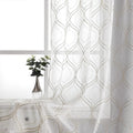 VISIONTEX Moroccan Embroidered White Sheer Curtain Panels - Elegant