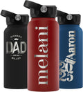 Personalized 32 oz Red Insulated Water Bottle with Straw Lid - Custom