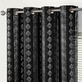 Blackout Boho Curtains 84 in Panels - Heavy Silver Geometric Drapes