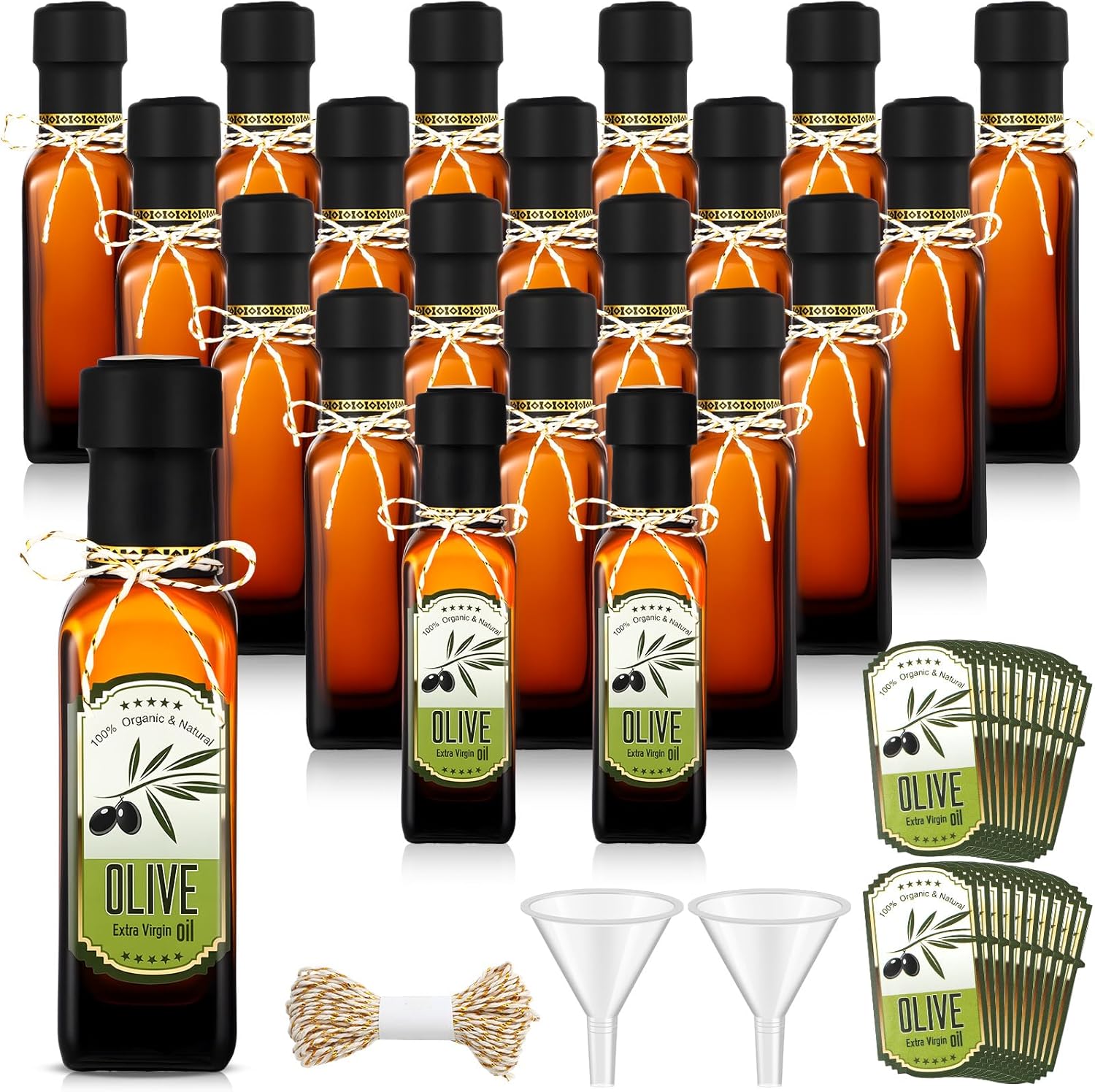 20 Pcs 4 oz Mini Glass Olive Oil Bottles for Kitchen Use