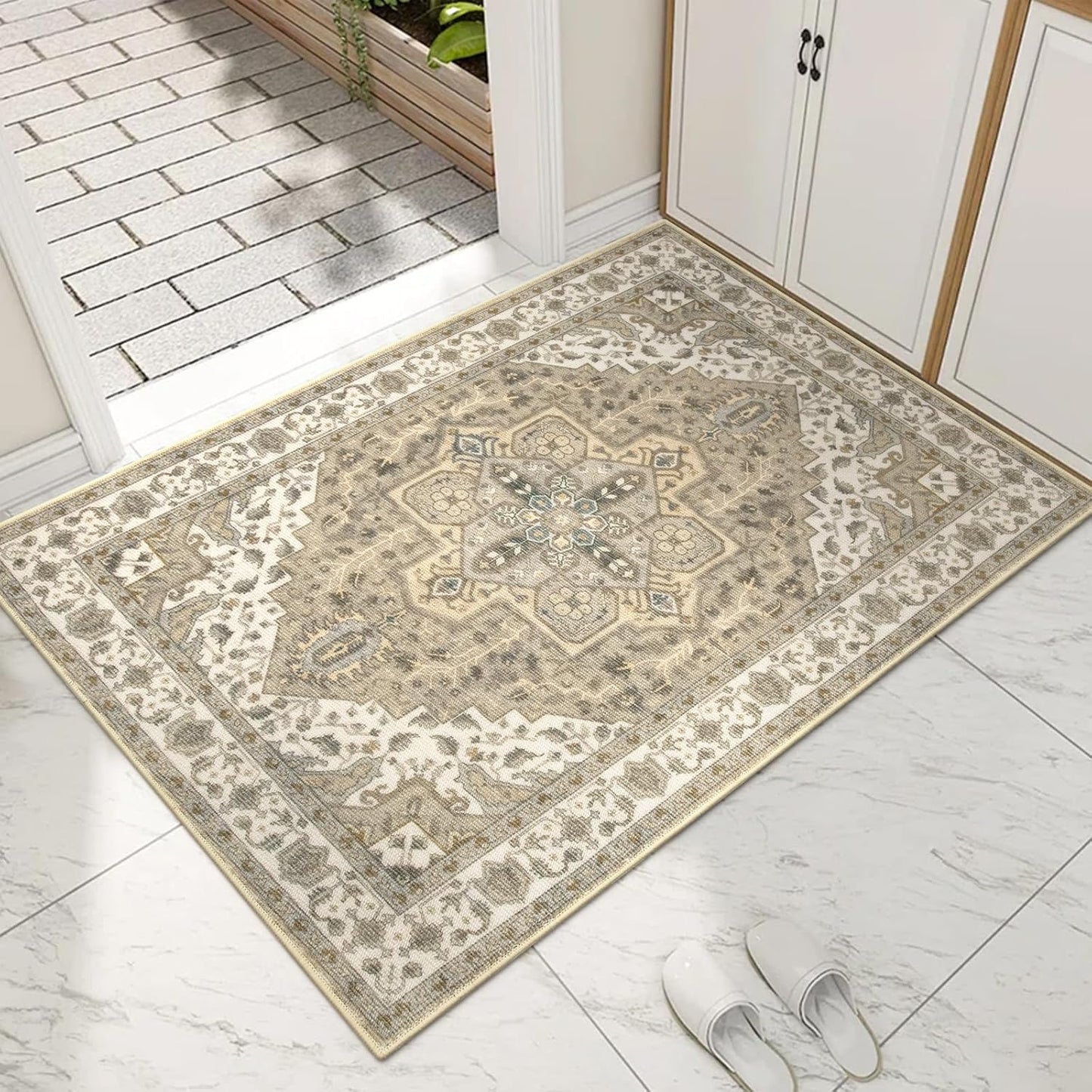 Collive Indoor Door Mat Retro Floor Mat for Entryway Comfort