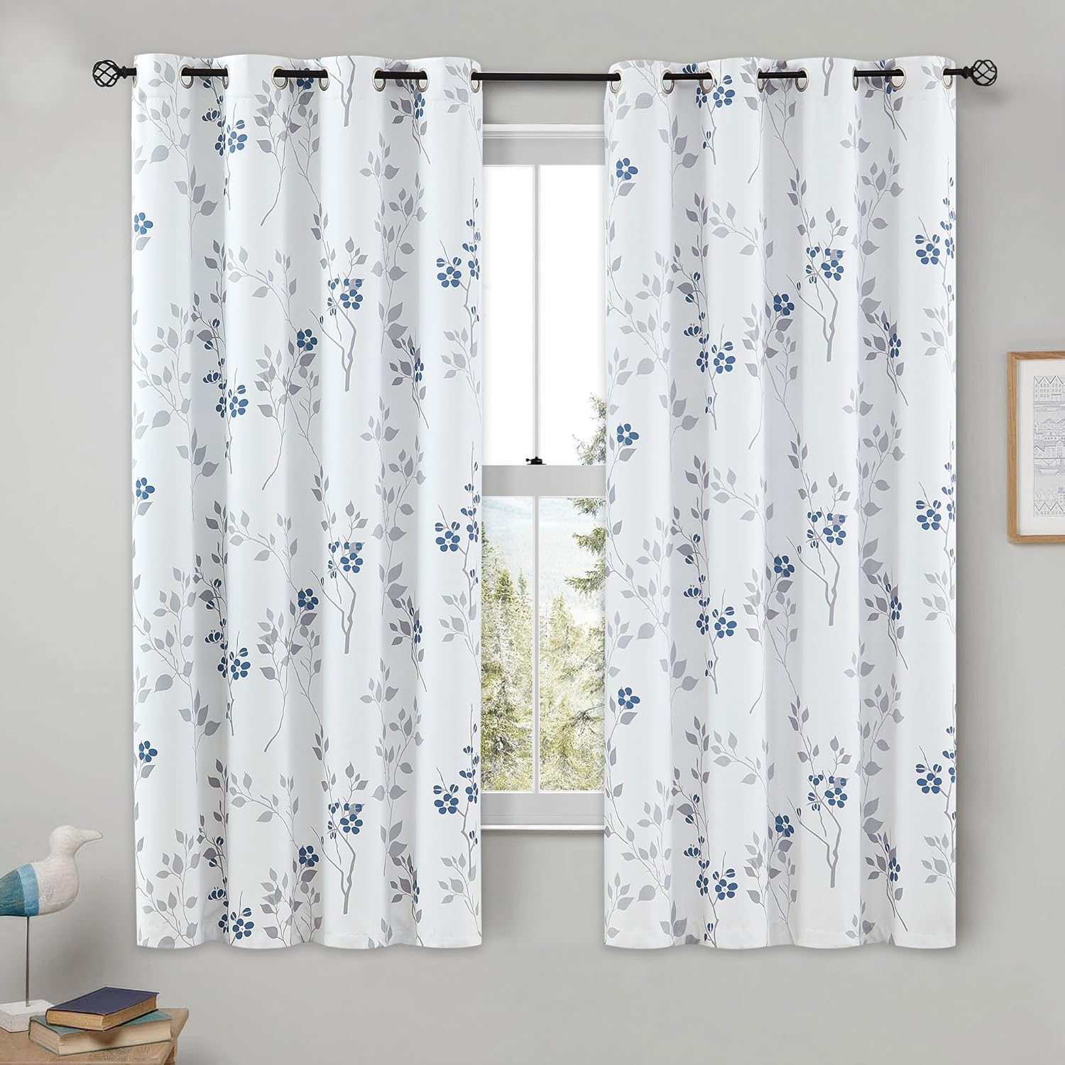 Beauoop Floral Blackout Curtains for Bedroom Living Room Decor