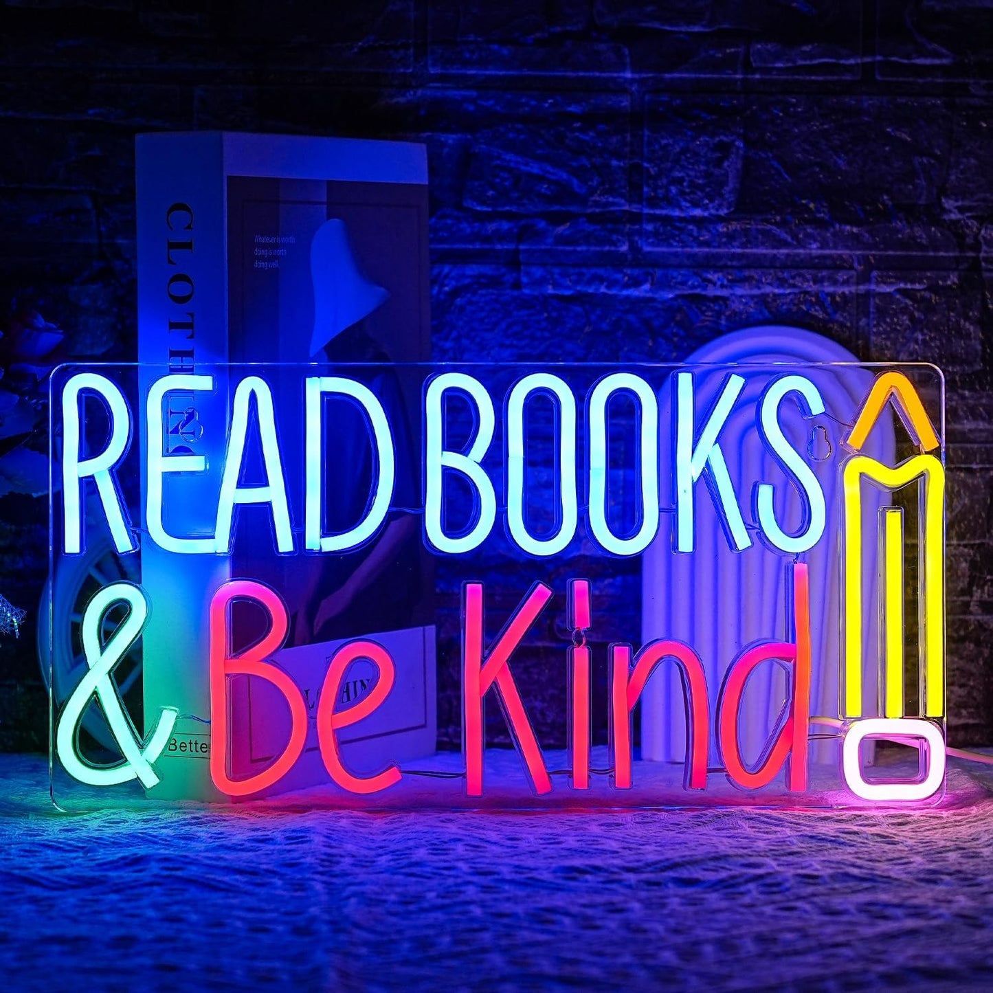 Read Books And Be Kind Neon Sign for Classroom and Library