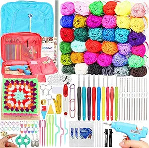 XSEINO Crochet Kit with 36 Colors Yarn and 21 Hooks for Beginners