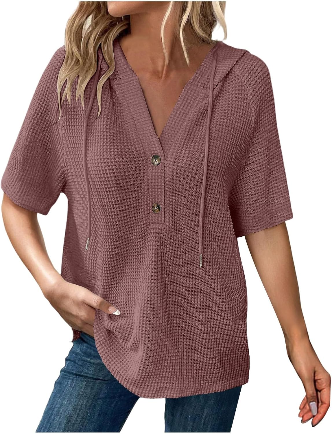 Lightweight Waffle Knit Hoodie for Stylish Summer Comfort