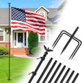 10 FT Flag Pole Kit in Ground with 5 Prongs Base - Sturdy Outdoor