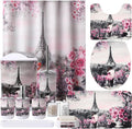 Bathroom Accessories Set with Shower Curtain Pink Paris - Stylish Bath