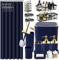 28PC Gorgeous Blue Bathroom Accessory Set with Shower Curtain