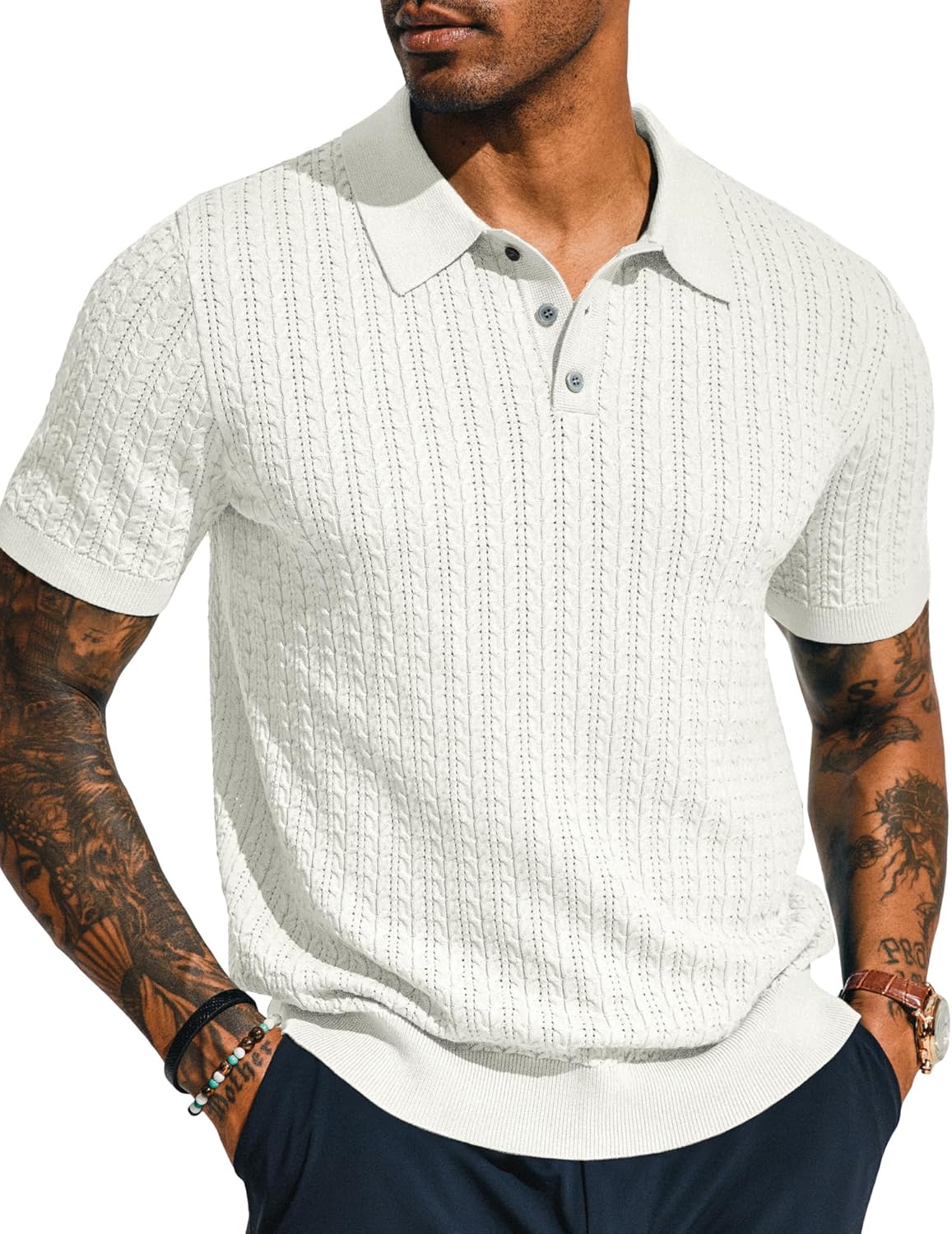 PJ PAUL JONES Mens Knit Polo Shirt for Stylish Comfort