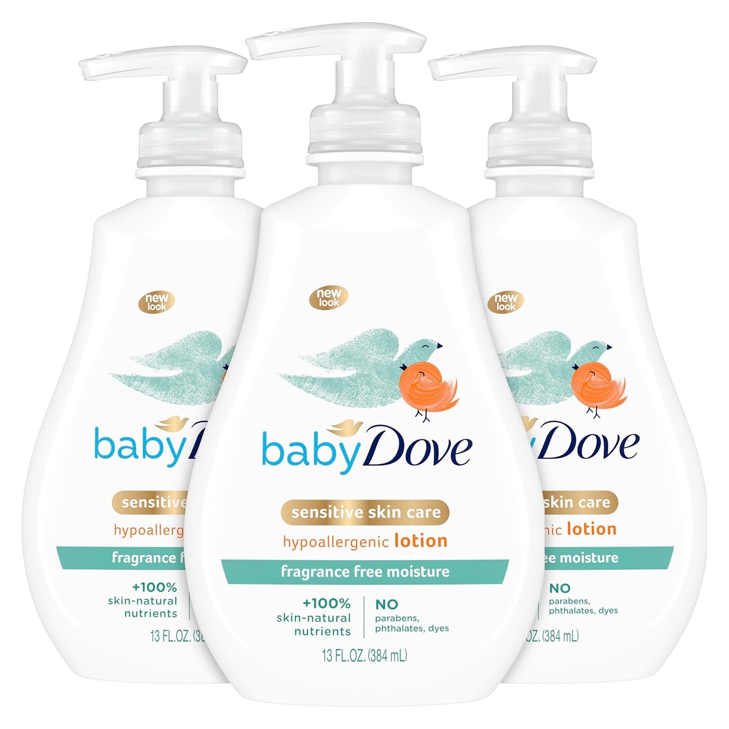 Baby Dove Sensitive Moisture Lotion Trio | Fragrance-Free 13 oz x3
