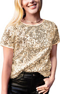 Sparkly Sequin Top Short Sleeve Tunic - Party Ready Anna-Kaci