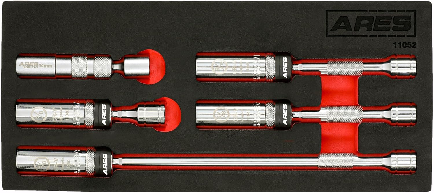 ARES 11052 Magnetic Swivel Spark Plug Socket Set for Mechanics