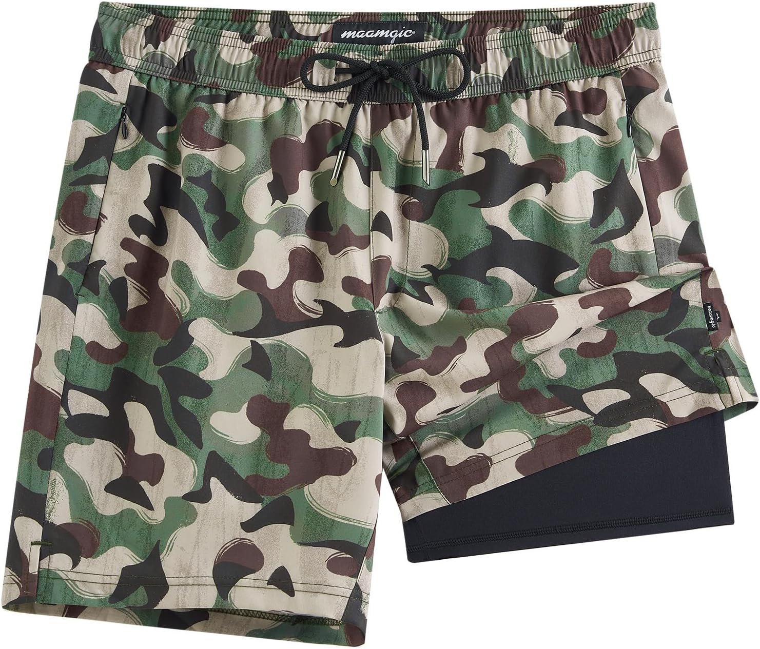 2 in 1 Mens Swim Trunks with Compression Liner for Comfort