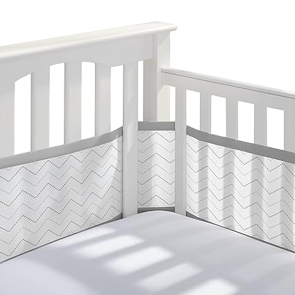 BreathableBaby Classic 3mm Mesh Liner for Cribs - Gray Chevron