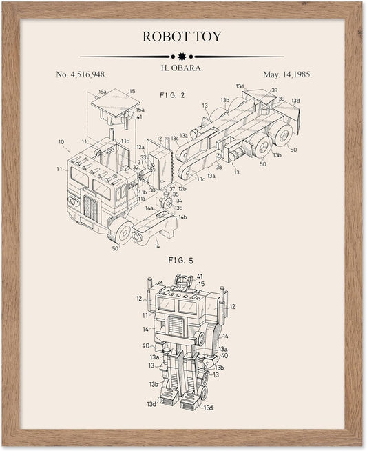 Optimus Robot Blueprint Poster - Transforming Toy Art