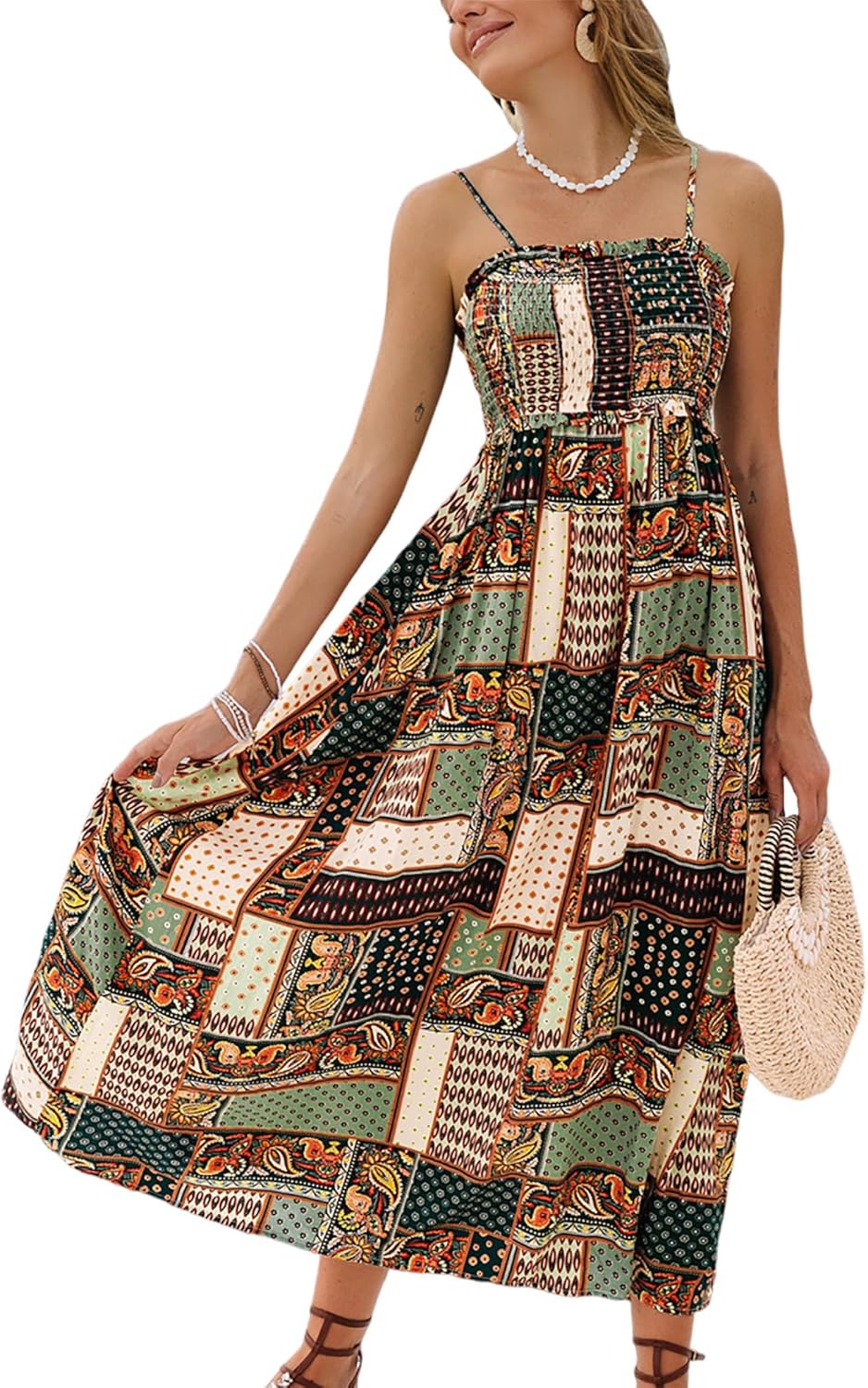 CUPSHE Women's Maxi Dress: Ditsy Floral Summer Sundress