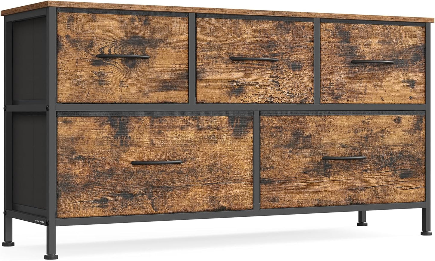 SONGMICS Dresser for Bedroom with 5 Non-Woven Fabric Drawers