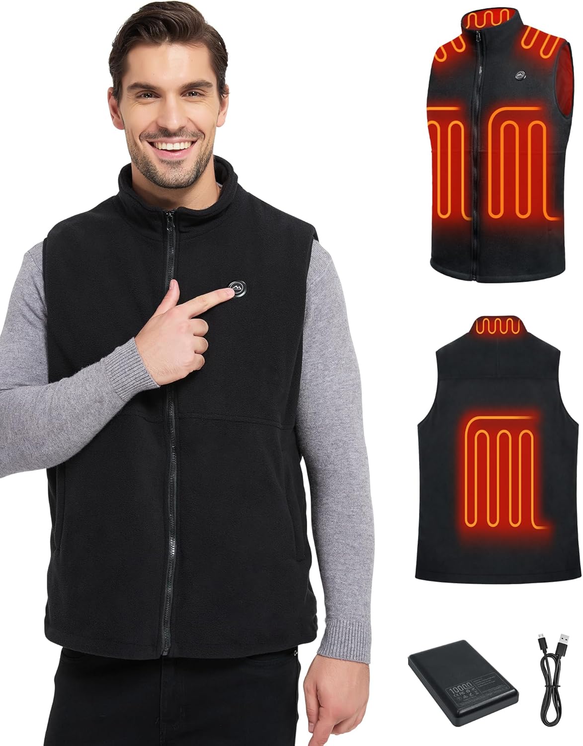 Loowoko Men's Fleece Heated Vest: Ultimate Warmth & Comfort