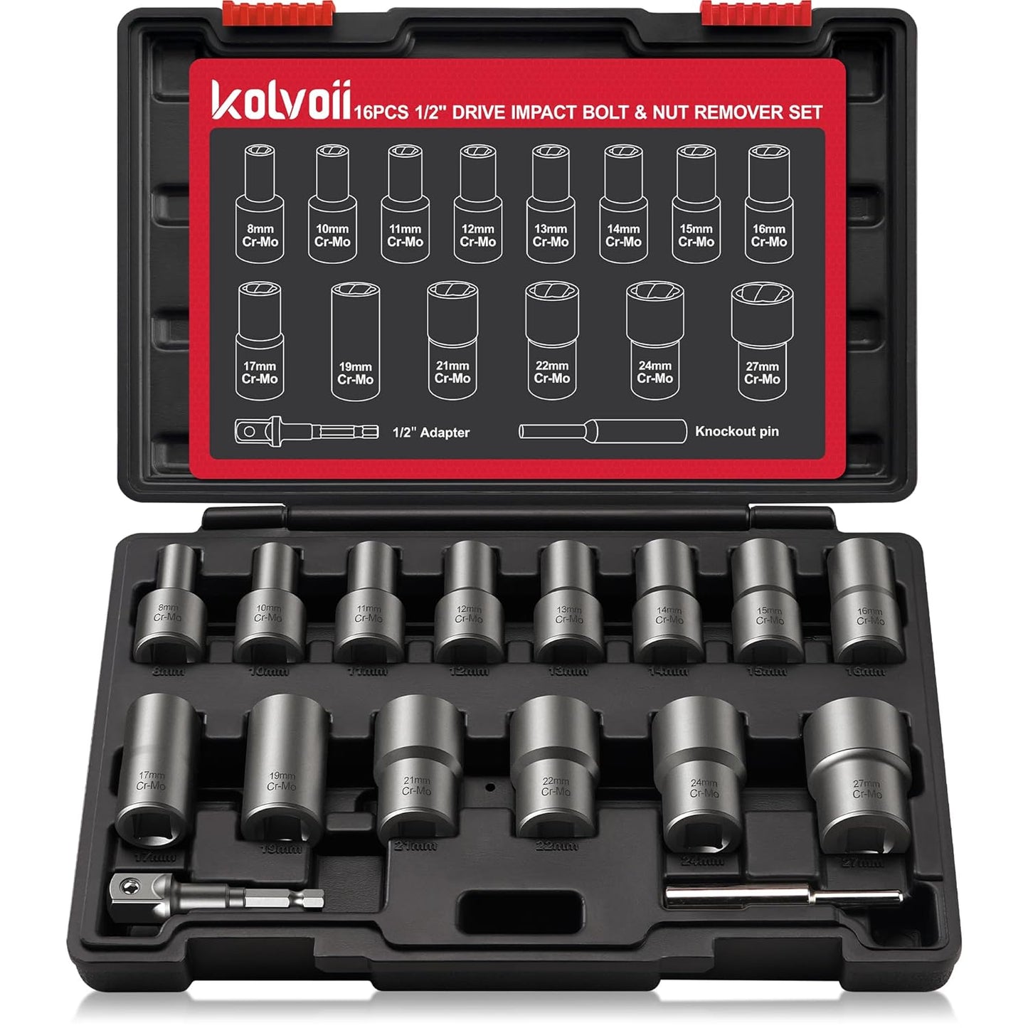 Kolvoii Deep Bolt Extractor Kit for Stripped Nuts and Bolts