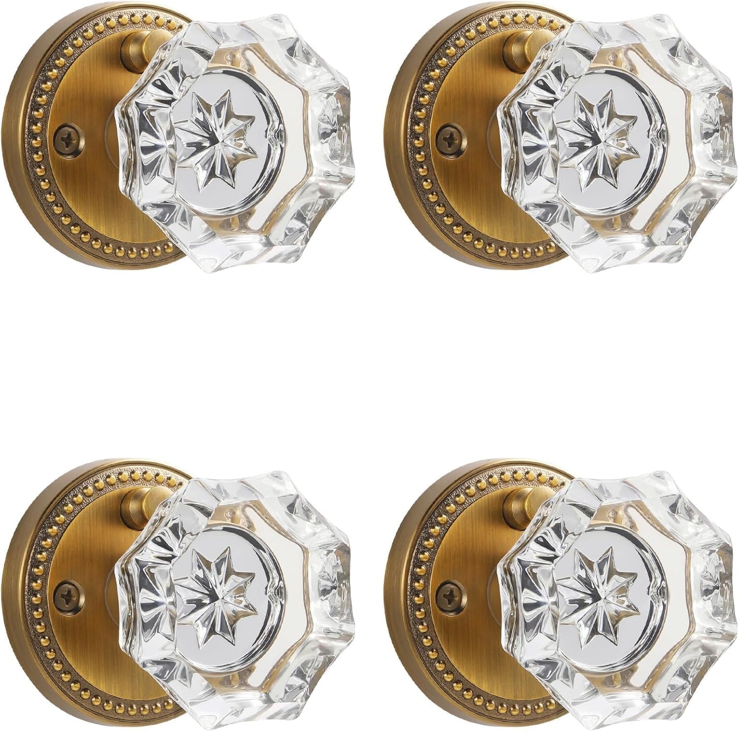Antique Brass Door Knobs with Crystal Design for Privacy Use