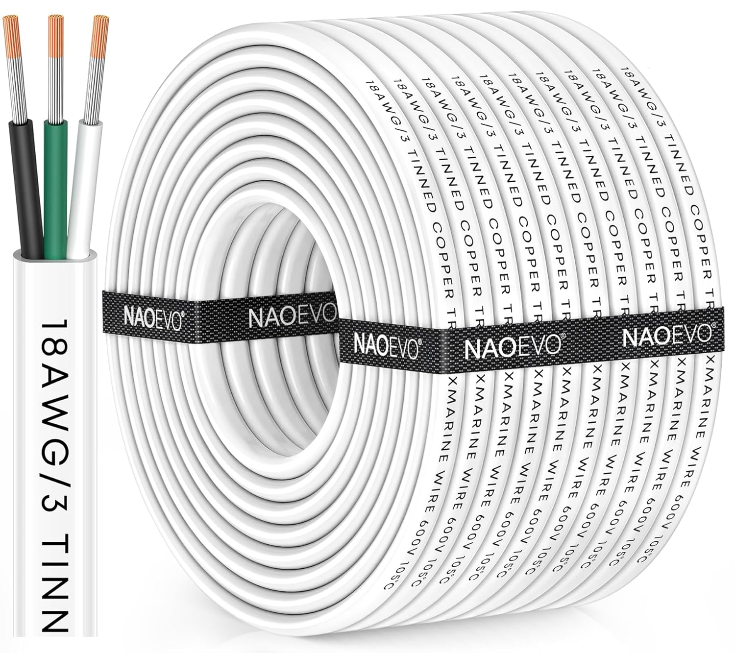 NAOEVO 18 Gauge Marine Wire for Boat, RV, Solar, and More