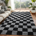 Fluffy Soft Checkered Area Rug for Living Room and Bedroom