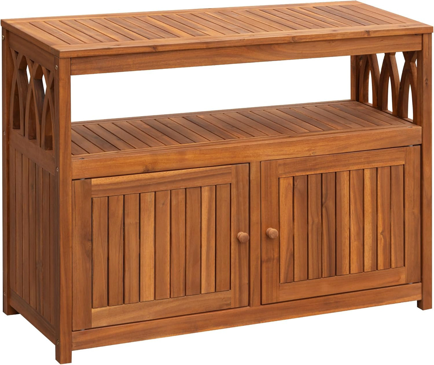 Flamaker Weatherproof Acacia Wood Cabinet - Versatile Outdoor Storage
