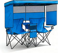 Double Beach Chair with Canopy Shade Heavy Duty Folding Loveseat
