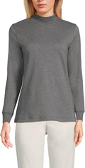 Women's Relaxed Cotton Long Sleeve Mock Turtleneck Shirt - Cozy Layer