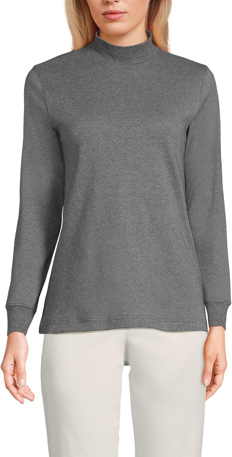 Lands' End Women's Relaxed Cotton Long Sleeve Turtleneck Shirt