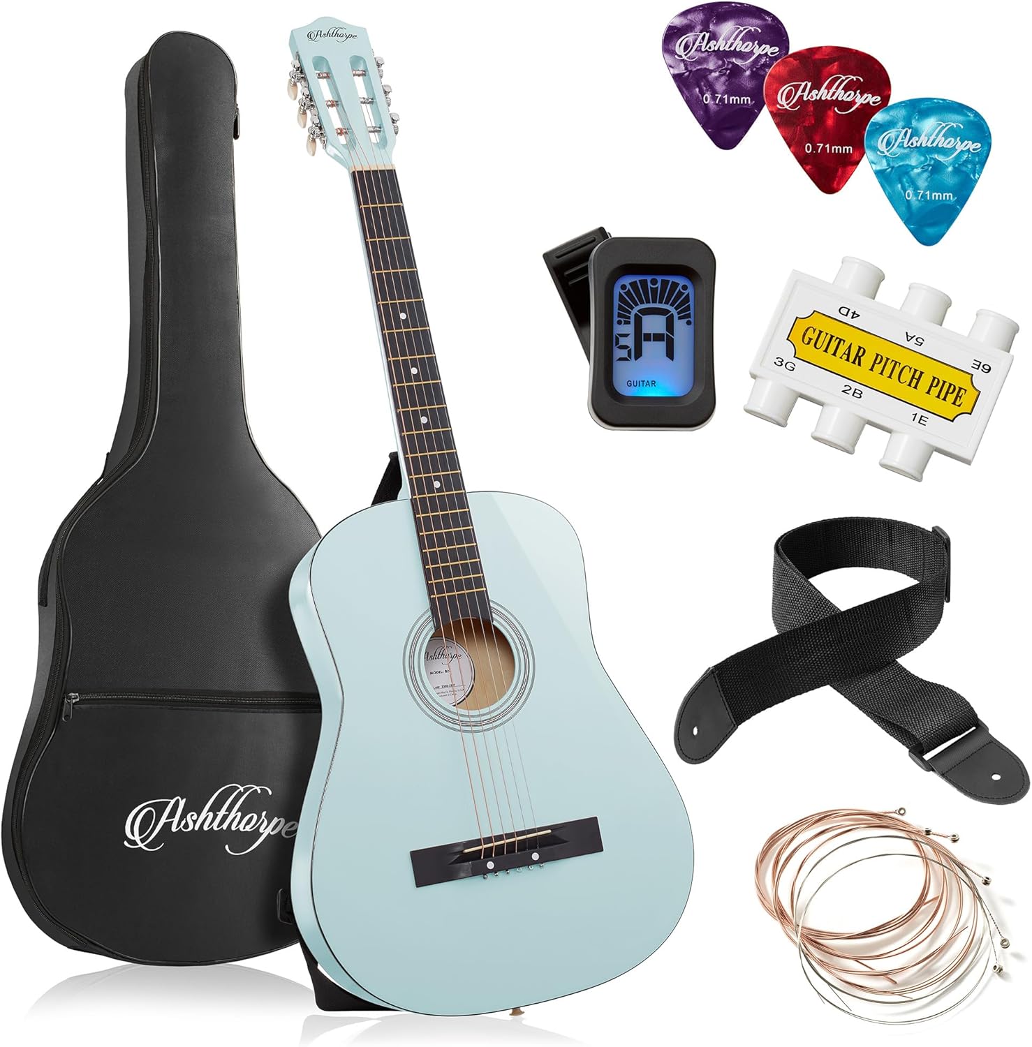 38-inch Beginner Acoustic Guitar Package for New Musicians
