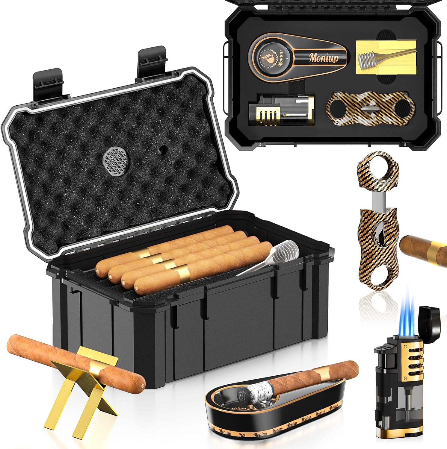 Travel Cigar Humidor Set with Accessories for Cigar Lovers